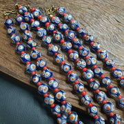 Handmade Hundred Eyes Glass Bead Necklace with Venetian Red Whiteheart Beads