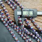 Handmade Hundred Eyes Glass Bead Necklace with Venetian Red Whiteheart Beads