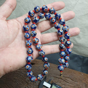 Handmade Hundred Eyes Glass Bead Necklace with Venetian Red Whiteheart Beads
