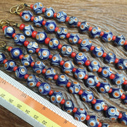 Handmade Hundred Eyes Glass Bead Necklace with Venetian Red Whiteheart Beads