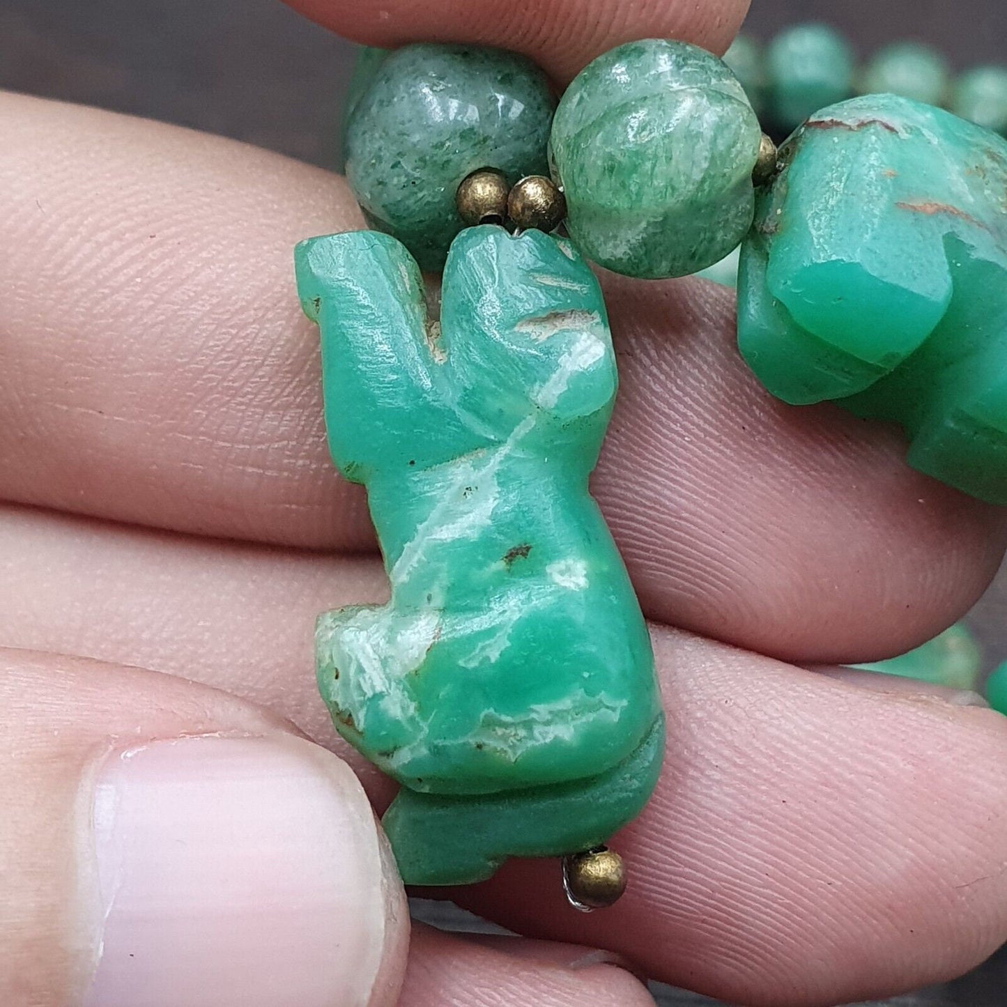 Vintage chinese tibetan jade carving jade animals melon shape necklaces