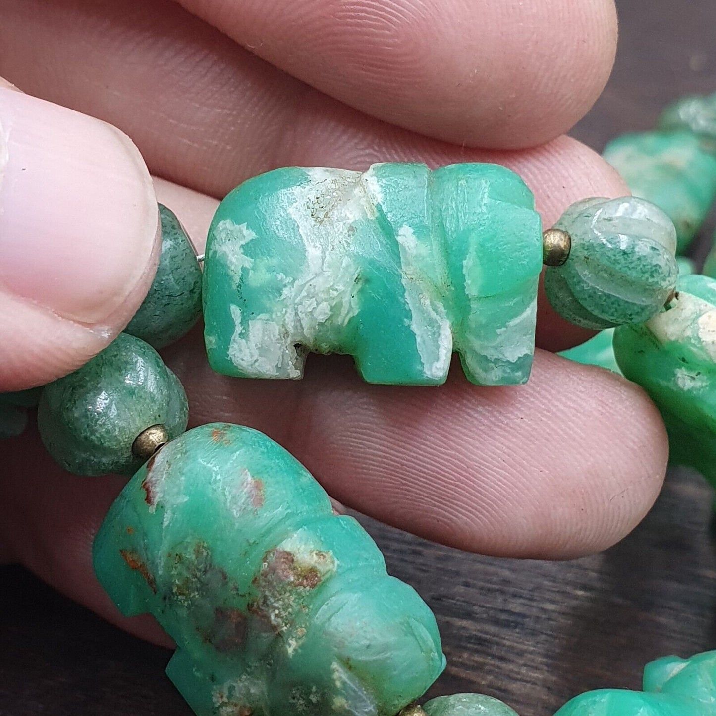 Vintage chinese tibetan jade carving jade animals melon shape necklaces