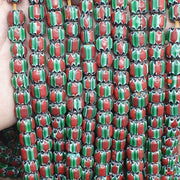 Watermelon Chevron Venetian Glass Bead Strand (9mm, 24 inch)