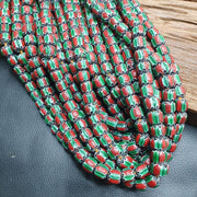 Watermelon Chevron Venetian Glass Bead Strand (9mm, 24 inch)