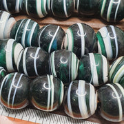 Antique African Glass Bead Strand: Multicolor Handmade Beads (17mm)