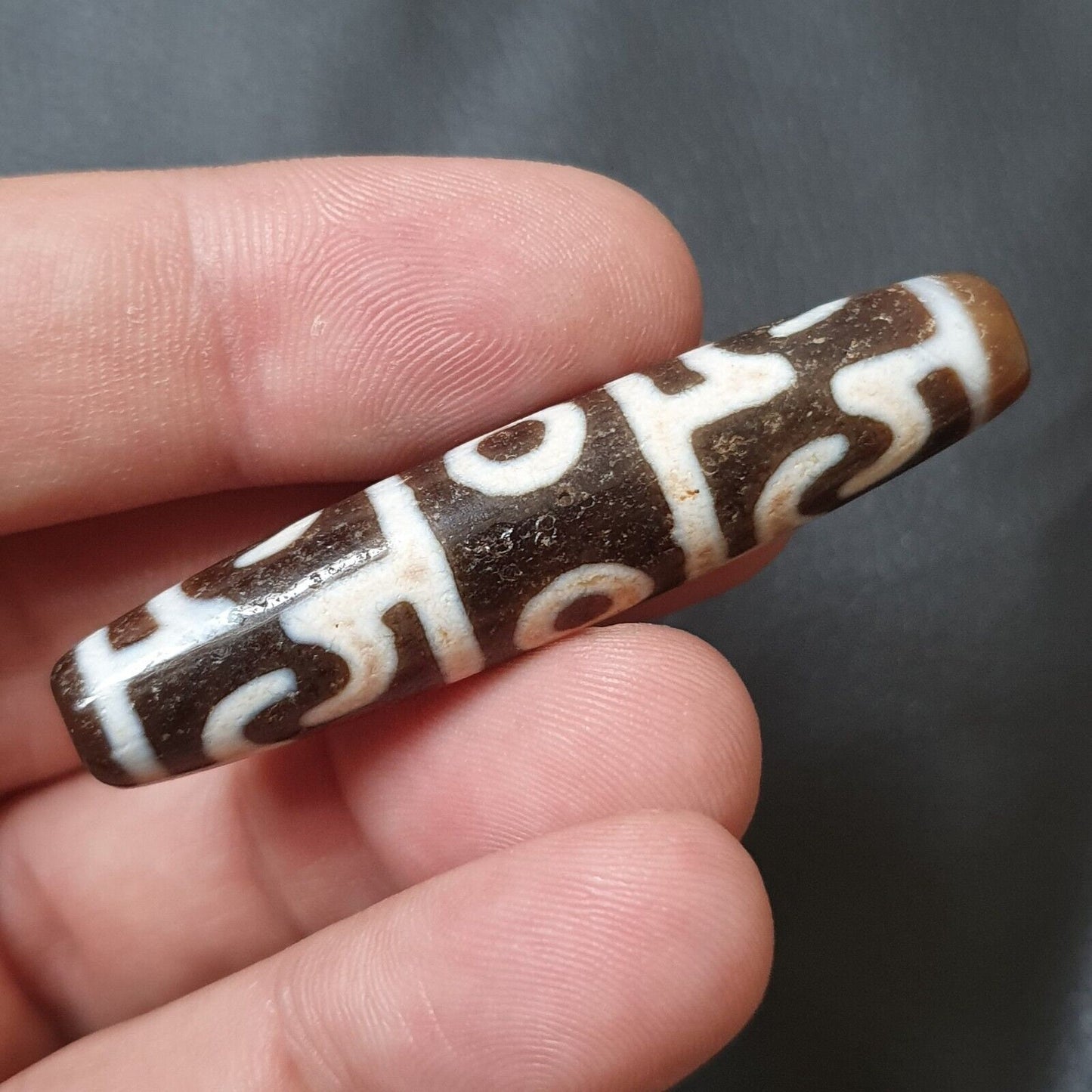 Tibetan nepalese dzi bead unique pattern old amulet agate bead pr-1