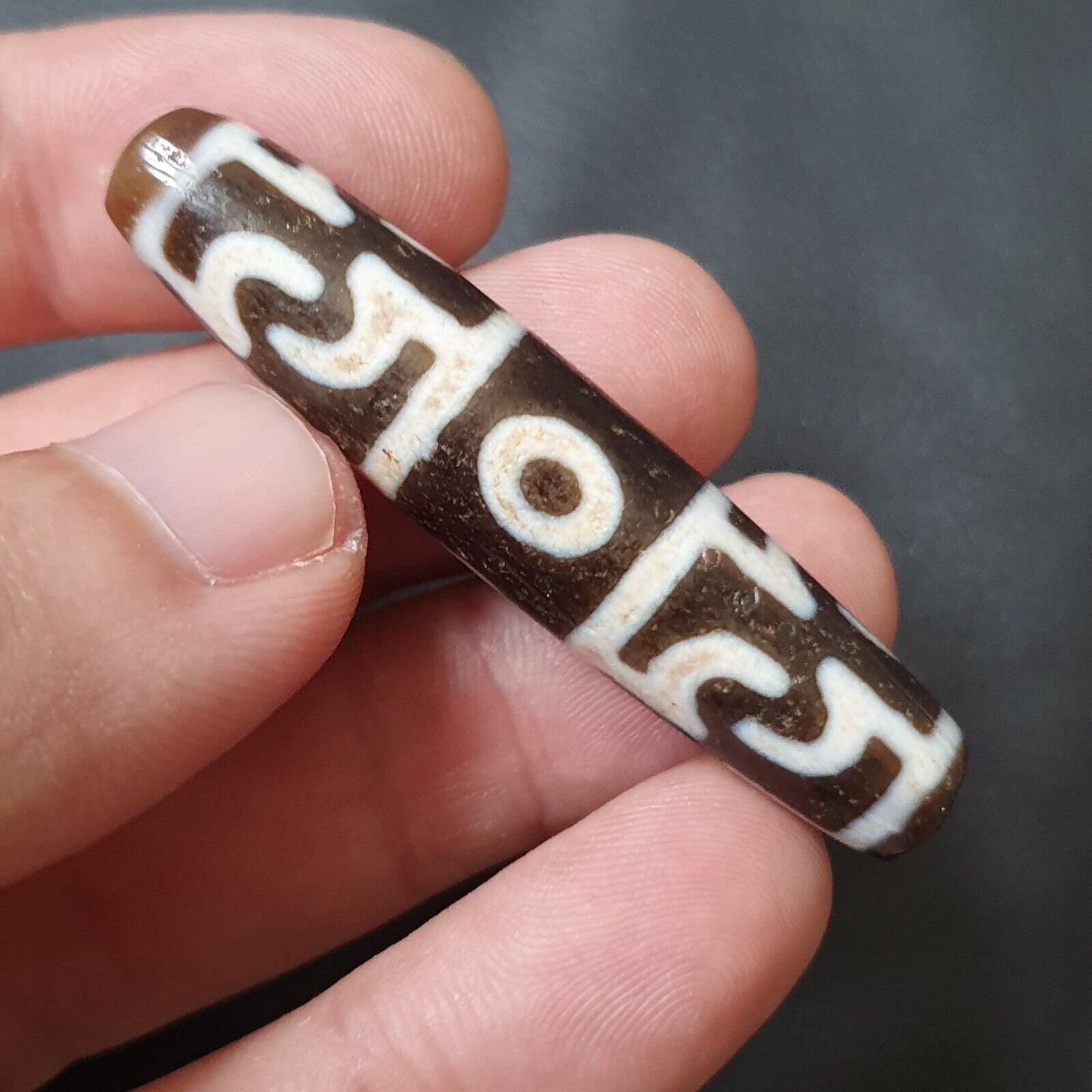 Tibetan nepalese dzi bead unique pattern old amulet agate bead pr-1