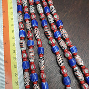 White heart with venetian style chevron, feather beads necklace.