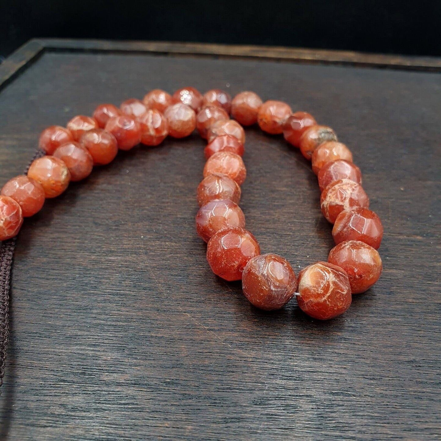 Vintage himalayan tibetan carnelian agate faceted cut beads necklaces #13