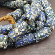 Vintage blue, white art fancy glass beads necklace.