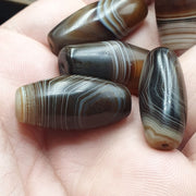 Himalayan Eye Agate Beads Lot, Indo Tibetan Soleimani Design, Black Necklace Pendant, Antique Collectible