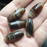 Himalayan Eye Agate Beads Lot, Indo Tibetan Soleimani Design, Black Necklace Pendant, Antique Collectible