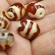 Tb#l5  himalayan indo tibetan rare patterns dzi amulet bead lot 5 beads