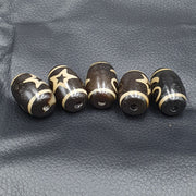 Himalayan indo tibetan rare patterns dzi amulet bead lot 5 beads