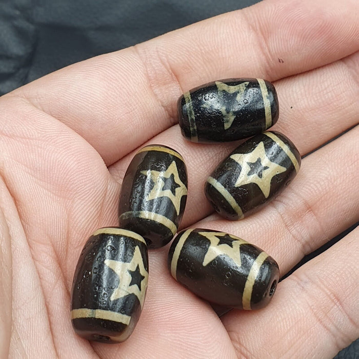 Himalayan indo tibetan rare patterns dzi amulet bead lot 5 beads