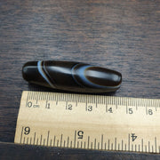 Agate Bead Natural, Antique Yemeni Tube, Banded Brown Pattern, Handmade Polished Collectible, African Trade