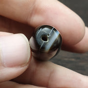 Agate Bead Natural, Antique Yemeni Tube, Banded Brown Pattern, Handmade Polished Collectible, African Trade