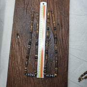 Vintage floral fancy venetian style trade chevron glass beads  | long strand.