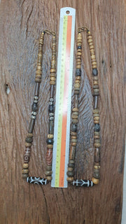 Vintage floral fancy venetian style trade chevron glass beads  | long strand.