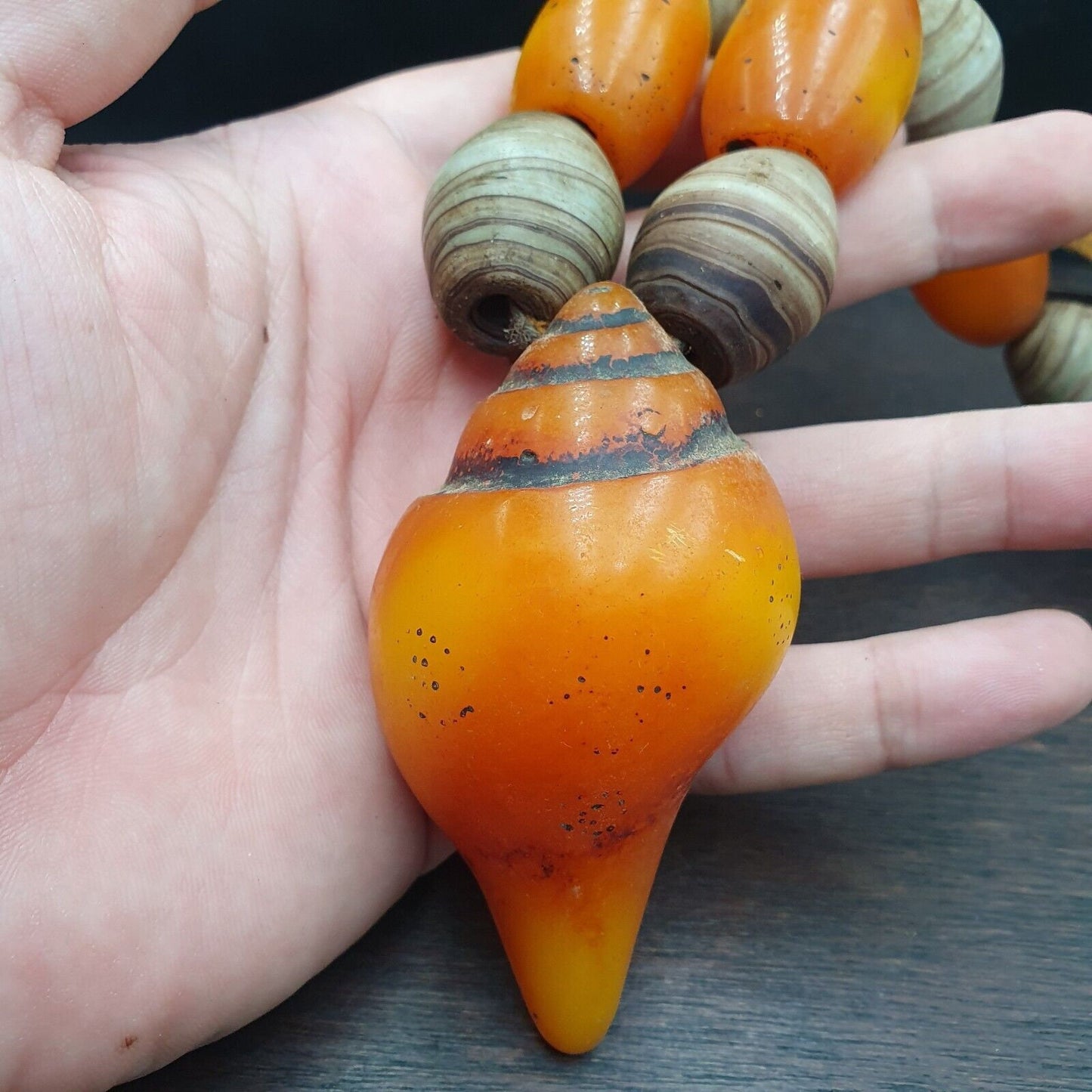 Moroccan berber handcrafted resin amber vintage jewelry african necklace