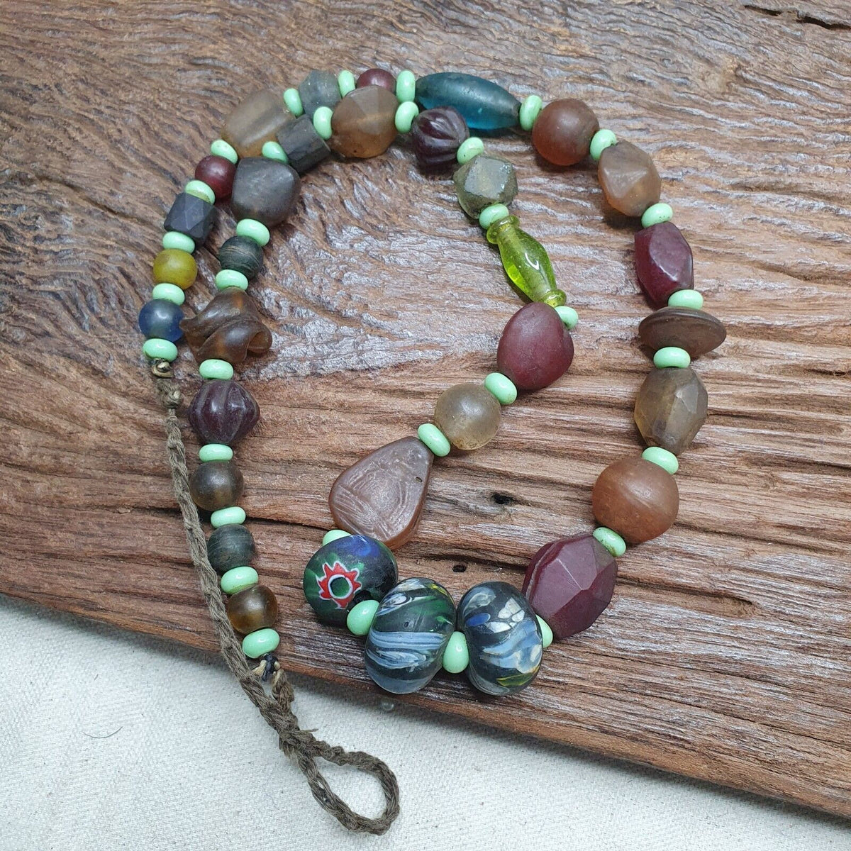 Handmade Antique Style African Glass Bead Strand