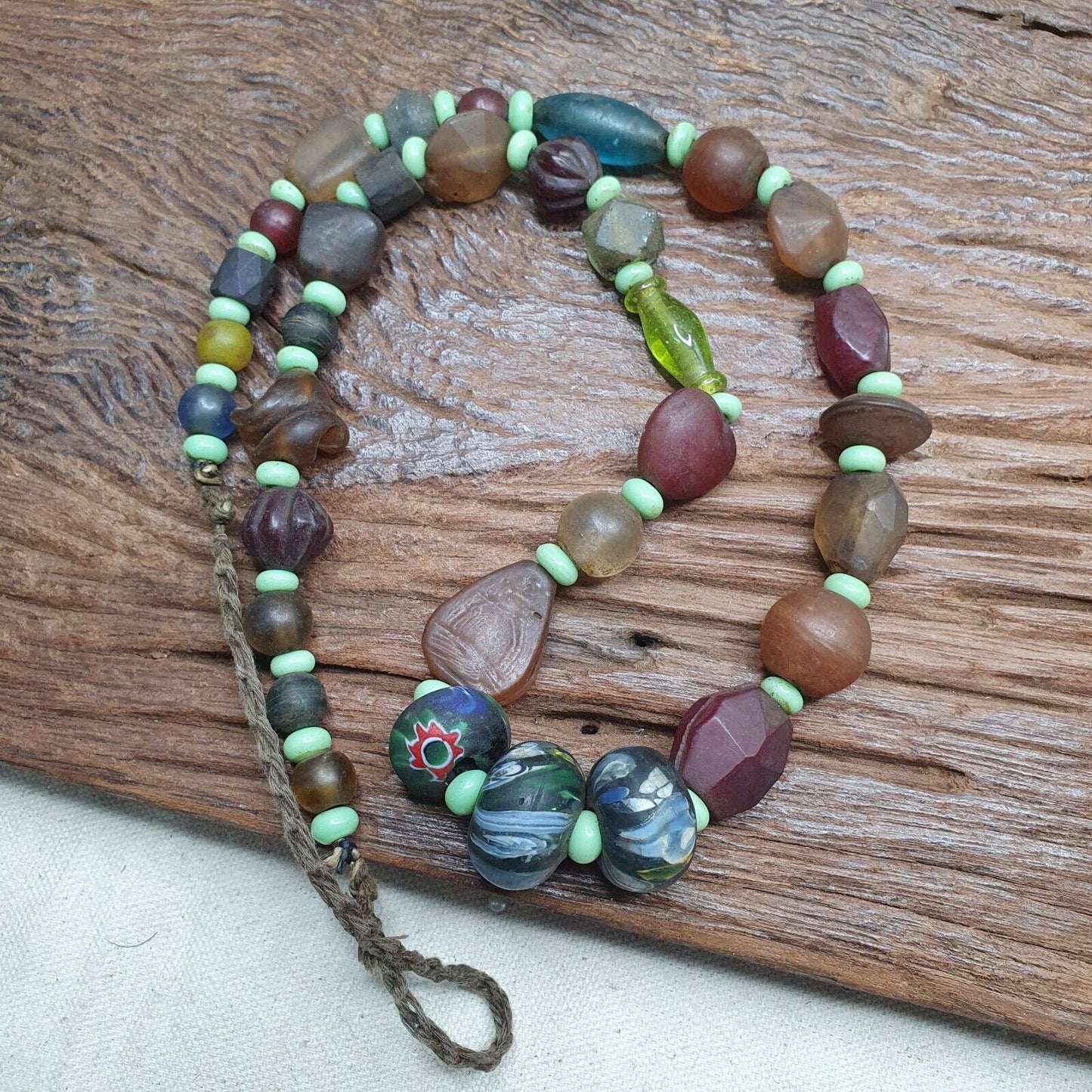 Handmade Antique Style African Glass Bead Strand