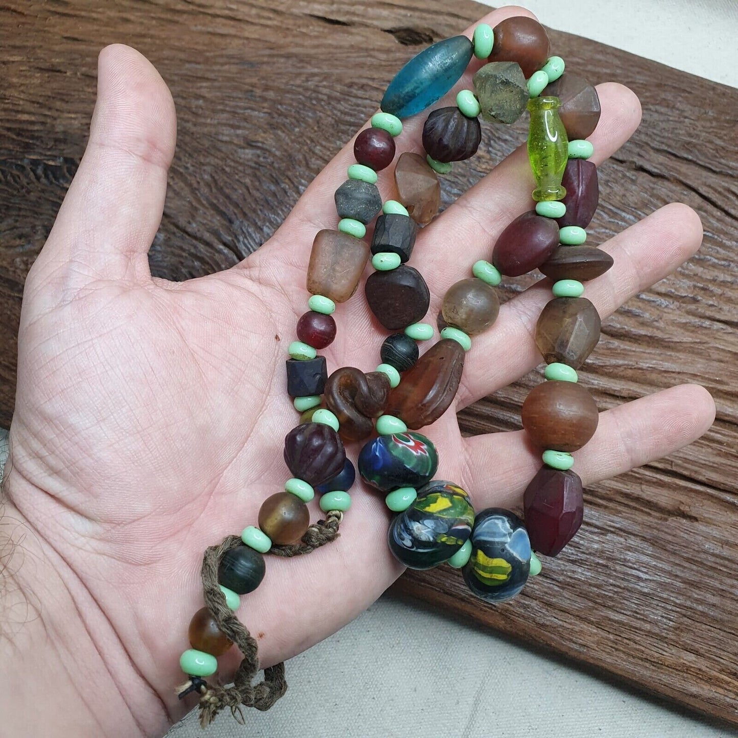 Handmade Antique Style African Glass Bead Strand