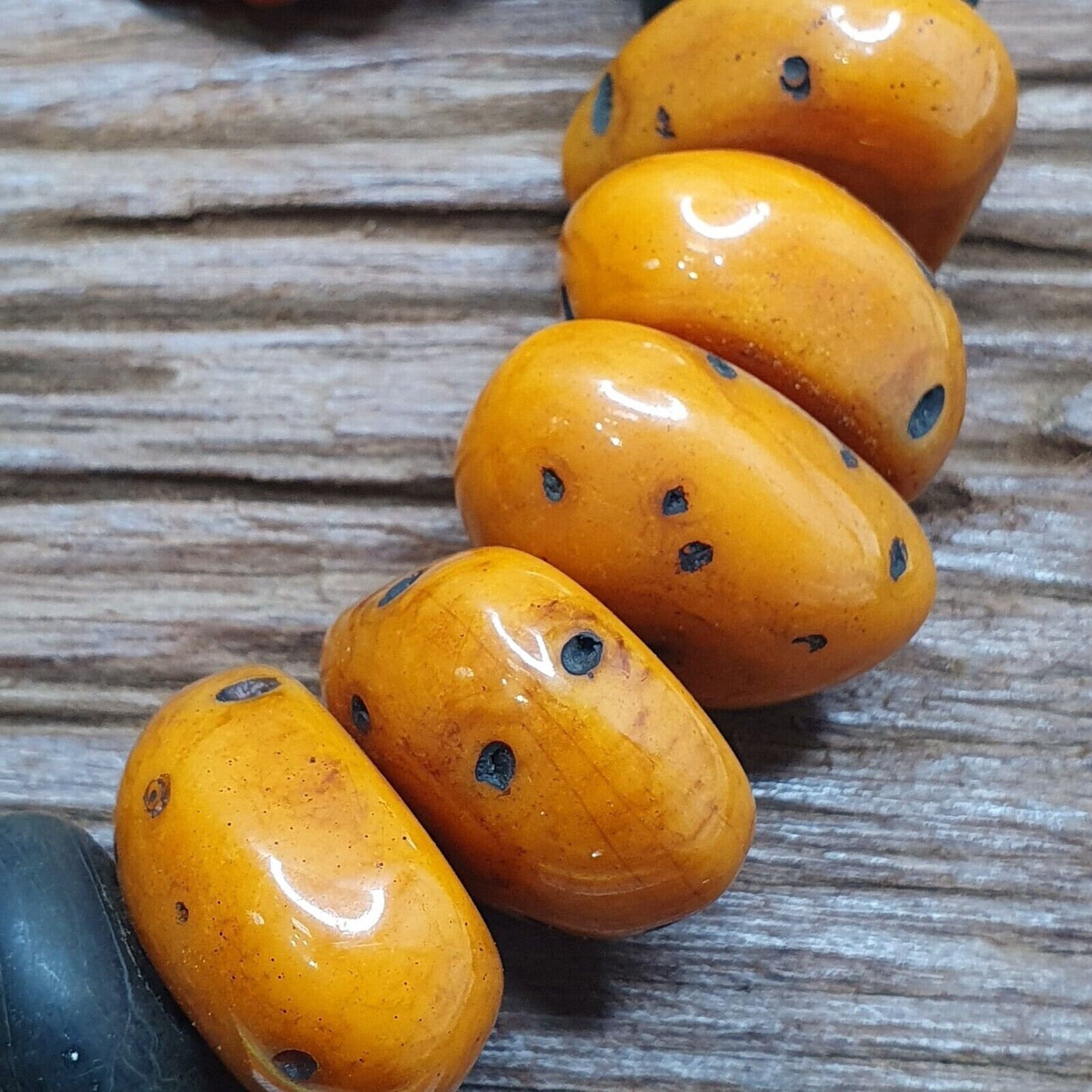 Handcrafted amber resin and glass beads vintage jewelry necklace 333gramsGift
