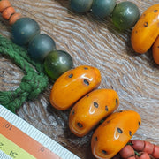 Handcrafted amber resin and glass beads vintage jewelry necklace 333grams.