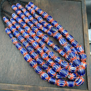 Venetian antique style african blue glass chevron with big beads 14-18mm.
