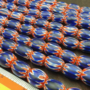 Venetian antique style african blue glass chevron with big beads 14-18mm.