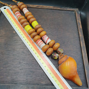 East Oasis Moroccan Berber Amber Resin Necklace - Vintage Handcrafted African Glass Beads