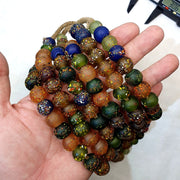 Vintage Trade Candy, Multi-Color Beaded Necklace | Glass Beads | 14-16mm Full Strand, Collector Piece