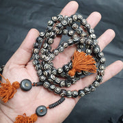 Vintage himalayan carved bone 108 beads rosary mala tb-b1