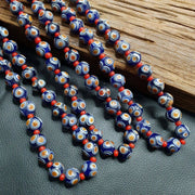 Handmade Hundred Eyes Glass Bead Necklace with Venetian Red Whiteheart Beads