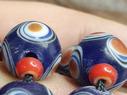 Handmade Hundred Eyes Glass Bead Necklace with Venetian Red Whiteheart Beads