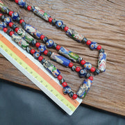 Handmade Millefiori Style Glass Bead Necklace with Whiteheart & Eye Beads