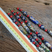 Handmade Millefiori Style Glass Bead Necklace with Whiteheart & Eye Beads