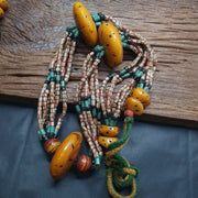 340grams handcrafted amber resin and glass beads vintage jewelry necklace.