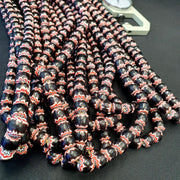 Vintage venetian style beads old african black chevron beads 9-9.5mm long strand