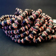 Vintage venetian style beads old african black chevron beads 9-9.5mm long strand