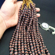 Vintage venetian style beads old african black chevron beads 9-9.5mm long strand