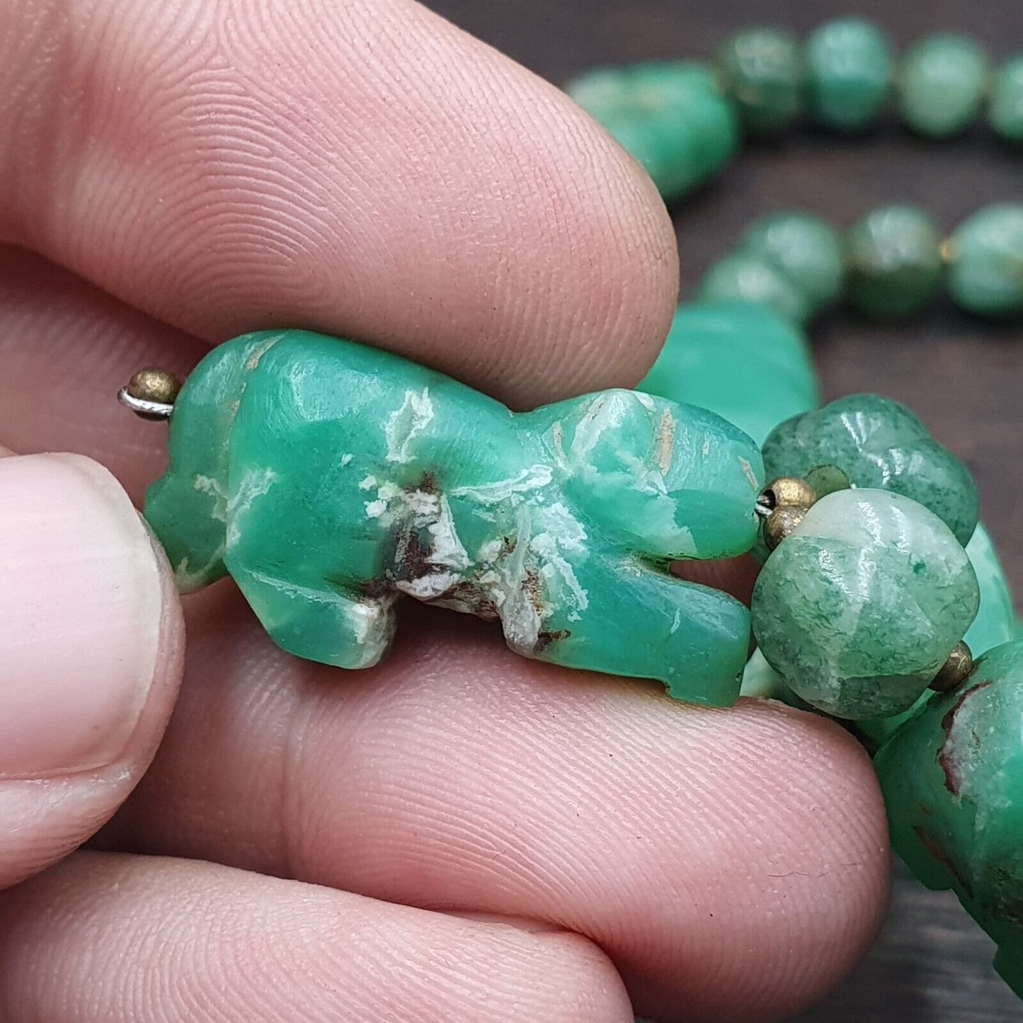 Vintage chinese tibetan jade carving jade animals melon shape necklaces