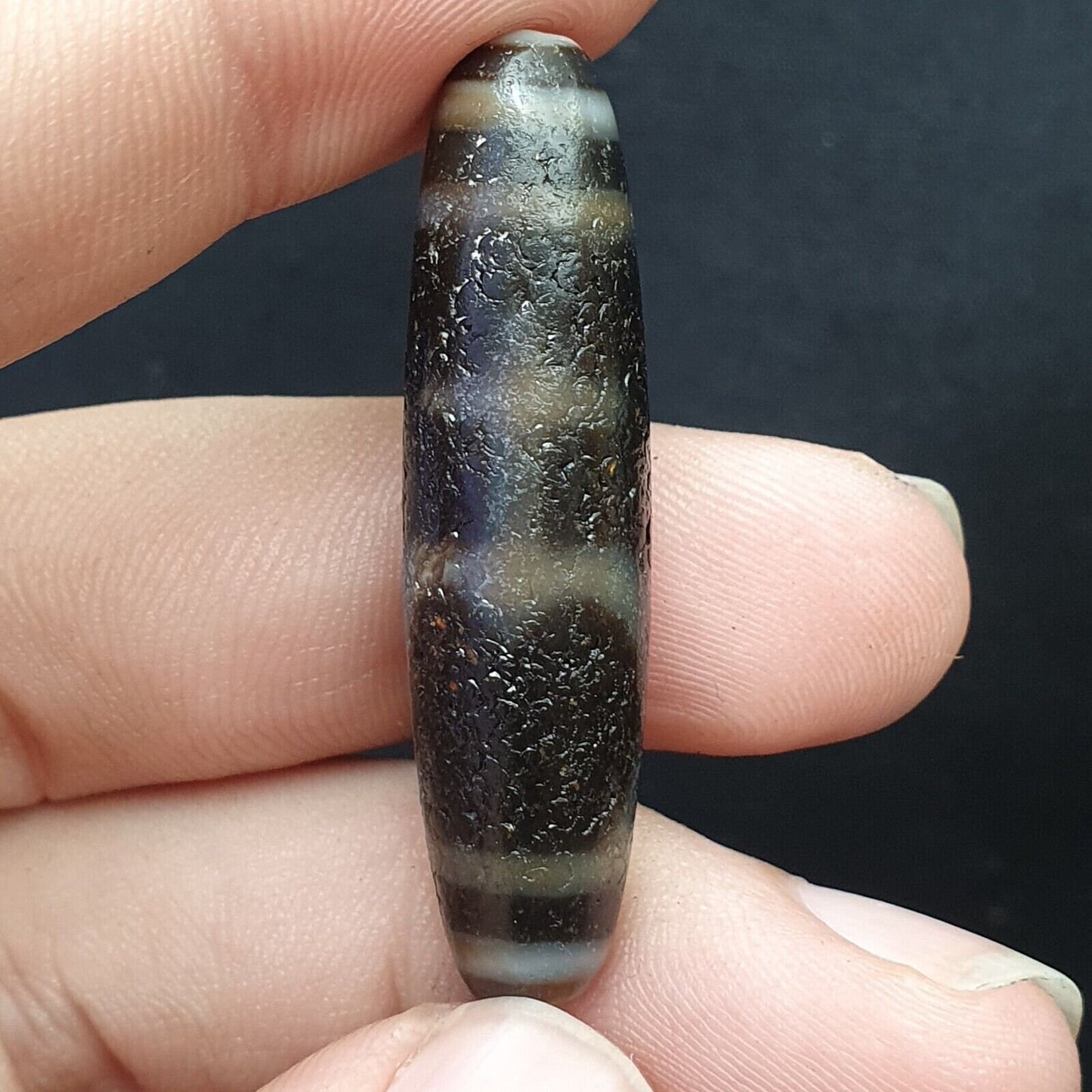 Himalayan Agate Dzi Bead: Tibetan Amulet Pendant