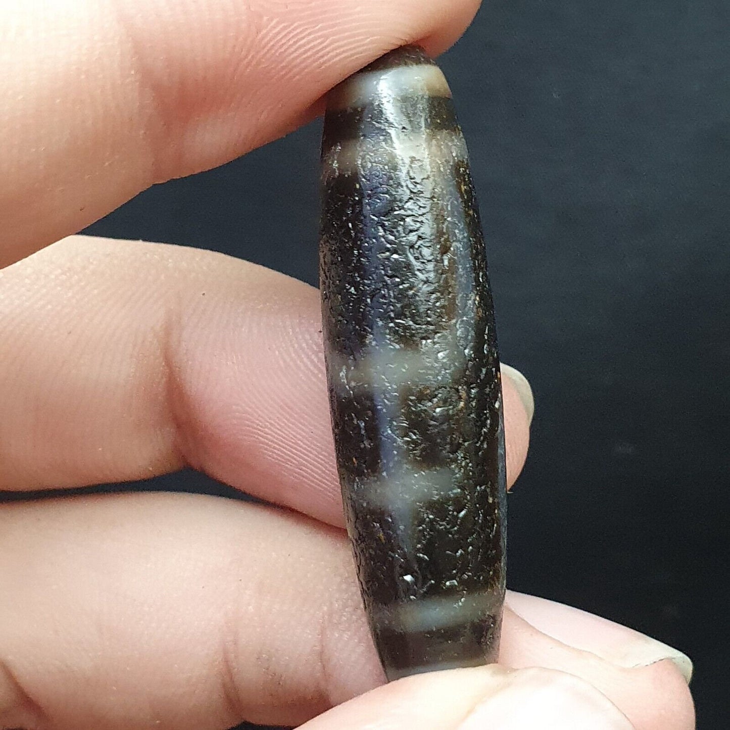 Himalayan Agate Dzi Bead: Tibetan Amulet Pendant