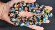Venetian Inspired Glass, Vintage Mura Beaded Necklace | Multi Color Beads, 18Mm Size, 36 Piece Strand