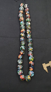Venetian Inspired Glass, Vintage Mura Beaded Necklace | Multi Color Beads, 18Mm Size, 36 Piece Strand
