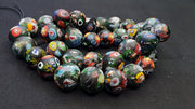 Venetian Inspired Glass, Vintage Mura Beaded Necklace | Multi Color Beads, 18Mm Size, 36 Piece Strand