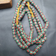 Watermelon Chevron Venetian Glass Bead Strand (10mm)