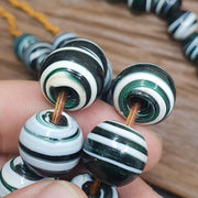 Antique African Glass Bead Strand: Multicolor Handmade Beads (17mm)